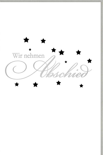 Trauerkarte Beileidskarte - Elegante Kondolenzkarte mit Silberfolie Sterne, Schlichte Abschiedskarte für stilvolle Anteilnahme im Trauerfall