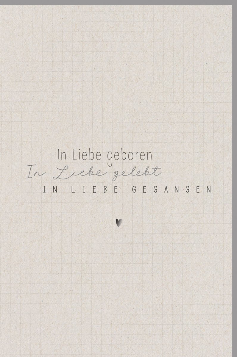 Trauerkarte / Beileidskarte für Hinterbliebene - Stilvolle Anteilnahme & Mitgefühl im Trauerfall, Schlichtes Herz - Design in Beige, Liebevolles Gedenken an Verstorbene - Für Angehörige & Freunde