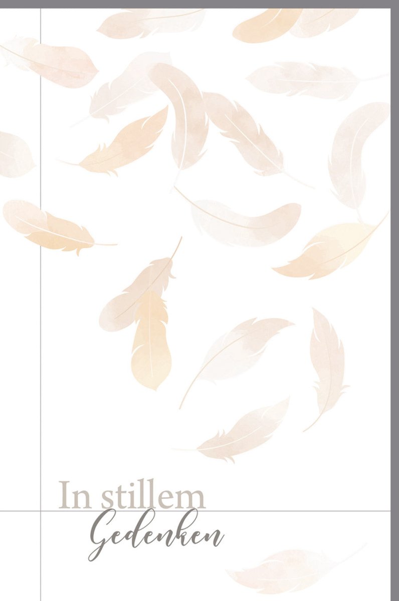 Trauerkarte Beileidskarte Kondolenzkarte Gedenkkarte – Elegante Doppelkarte für Trauerfall, stilvolles Federn - Design mit herzlichem Spruch, pietätvolle Anteilnahme & Mitgefühl in Beige Pastell für Angehörige und Freunde