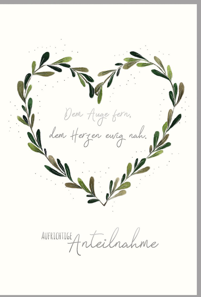 Trauerkarte Beileidskarte Kondolenzkarte - Premium Naturkarton mit Silberfolie, Blindprägung & Herz - Blätter - Pflanzenmotiv für Anteilnahme, Skorpion Art Design, Doppelkarte mit Umschlag