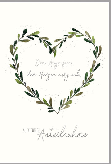 Trauerkarte Beileidskarte Kondolenzkarte - Premium Naturkarton mit Silberfolie, Blindprägung & Herz - Blätter - Pflanzenmotiv für Anteilnahme, Skorpion Art Design, Doppelkarte mit Umschlag