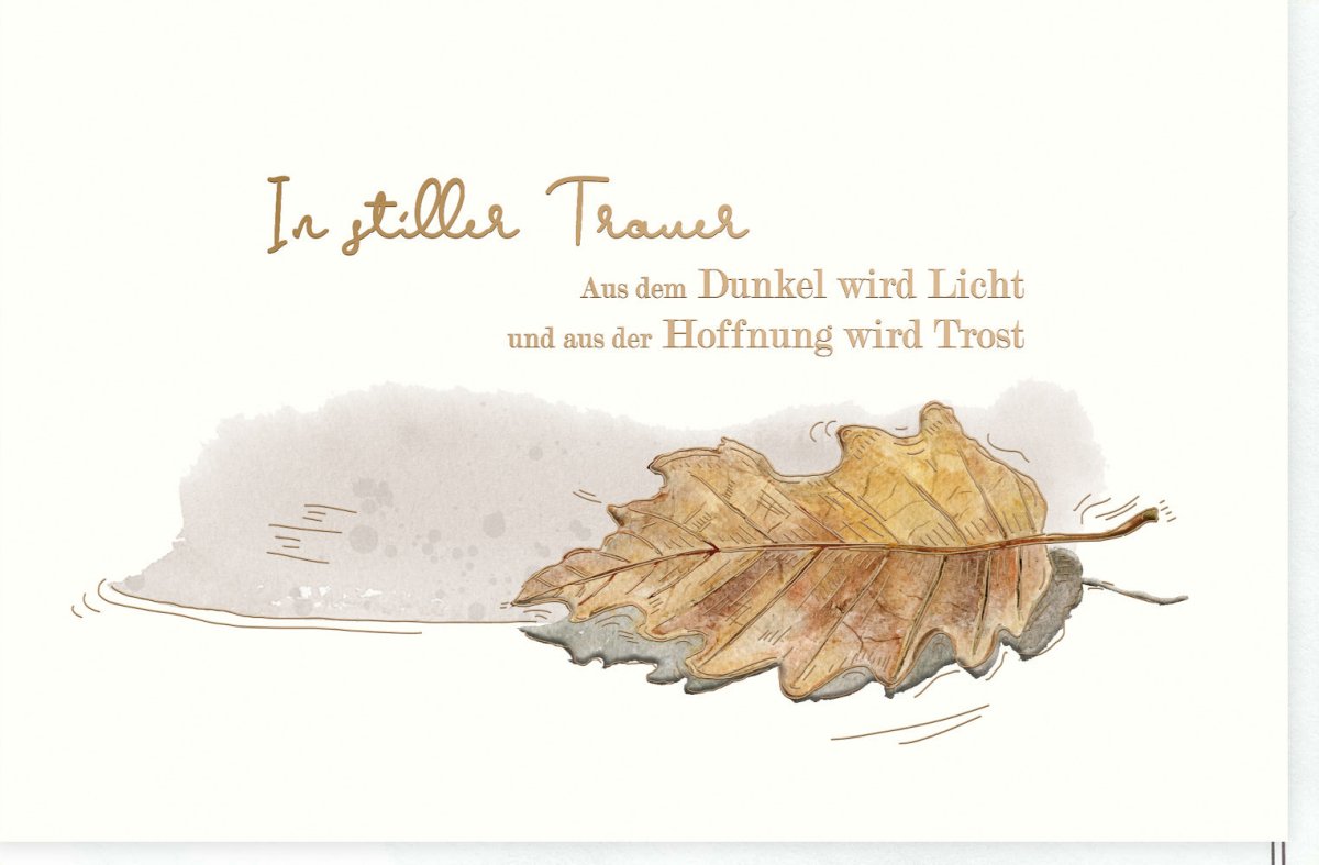 Trauerkarte Beileidskarte mit Skorpion - Motiv - Stilvolle Doppelkarte für Trost und Hoffnung in Dunkelheit, geschmackvolle Kondolenz und Anteilnahme, inklusive Trauerspruch