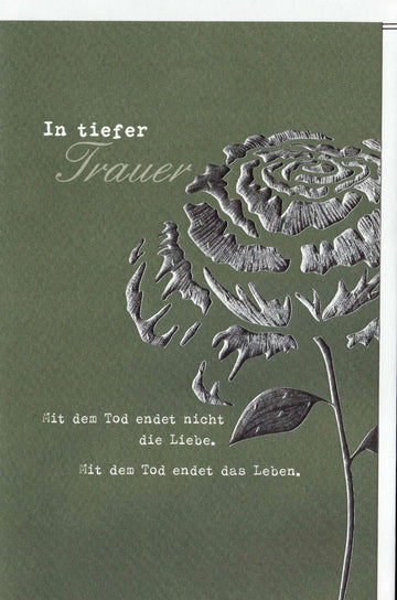 Trauerkarte Doppelkarte - Beileidskarte mit Skorpion Motiv, Stilvolle Kondolenz Blumendesign, Gedenkkarte für Anteilnahme und Trost in Zeiten des Abschieds, Liebe & Erinnerung