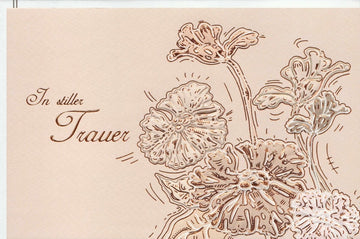 Trauerkarte Doppelkarte - Elegante Beileidskarte mit Skorpion - Motiv, Geschmackvolle Kondolenz Blumen, Neutraler Trost zur Beerdigung