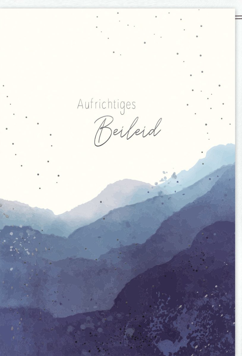 Trauerkarte Doppelkarte mit Berglandschaft - Aufrichtiges Beileid Skorpion Sternzeichen - Stilvolle Anteilnahme, Schlichte Pietät