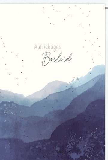 Trauerkarte Doppelkarte mit Berglandschaft - Aufrichtiges Beileid Skorpion Sternzeichen - Stilvolle Anteilnahme, Schlichte Pietät