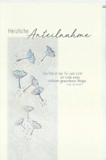 Trauerkarte Doppelkarte mit Skorpion Motiv - Beileidskarte für Anteilnahme und Trost, Licht & Hoffnung Zitat von Franz von Assisi