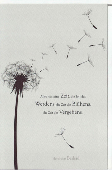 Trauerkarte Doppelkarte Pusteblume - Beileidskarte mit stilvollem Zitat, schlichter Abschiedsgruß, Kondolenz zur Anteilnahme & Trost bei Verlust
