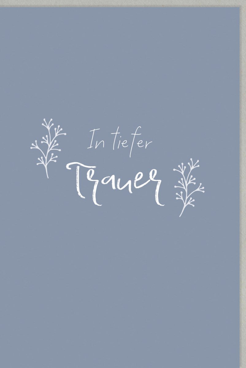 Trauerkarte für Beileid & Anteilnahme - Stilvolle Kondolenz Doppelkarte in Grau mit Trauerspruch und Flor, Pietätvoll Gedenken, 120 - 150g/m²