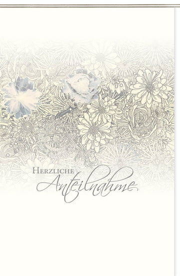 Trauerkarte Skorpion - Hochwertige Doppelkarte mit Blumenmuster, stilvollem Design für Anteilnahme und Beileid, Neutraler Hintergrund, Platz für persönliche Worte