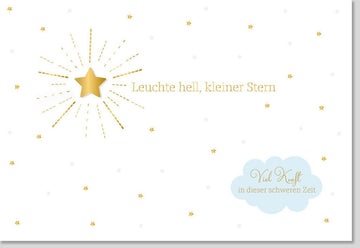 Trauerkarte Sternenkind - Elegante Beileidskarte mit Sternmotiv in Weiß und Gold für Anteilnahme und Trost, Hoffnungsvolle Abschiedskarte für Eltern und Angehörige im Trauerfall, Mitgefühl für Betroffene und Trauernde