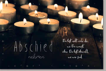 Trauerkarte zum Abschiednehmen - Beileid & Anteilnahme mit Kerzenmotiv: Hoffnung & Liebe in Zeiten der Dunkelheit, Ruhe & Frieden Gedenkkarte