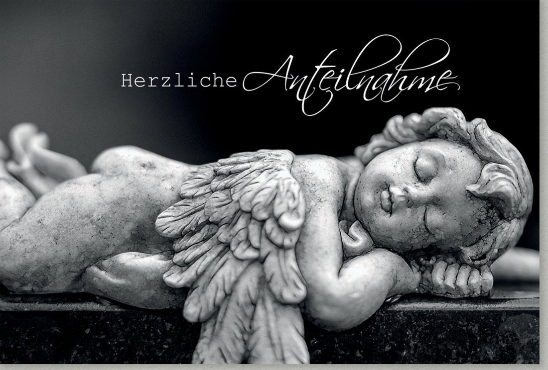 Trauerkarte zur Anteilnahme - Engel des Trostes, Beileid & Mitgefühl, Abschied mit Liebe und Hoffnung, Gedenken im Himmel - Doppelkarte