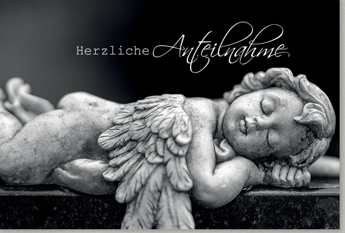 Trauerkarte zur Anteilnahme - Engel des Trostes, Beileid & Mitgefühl, Abschied mit Liebe und Hoffnung, Gedenken im Himmel - Doppelkarte