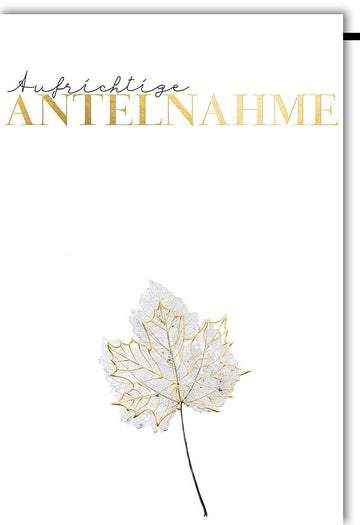 Trauerkarte zur Anteilnahme - Schlichte Eleganz mit Goldblatt - Design von Galerie Dominique, Beileid & Trost Kondolenzkarte, Abschied & Beerdigung