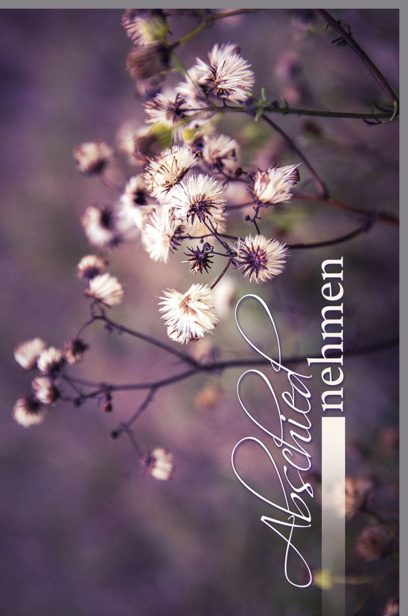 Trauerkarte zur Anteilnahme - Stilvolle Beileid Doppelkarte mit Blumen Nahaufnahme, Schlichtes Design für Trost & Abschied, Pietätvolles Gedenken in Dunklen Naturfarben