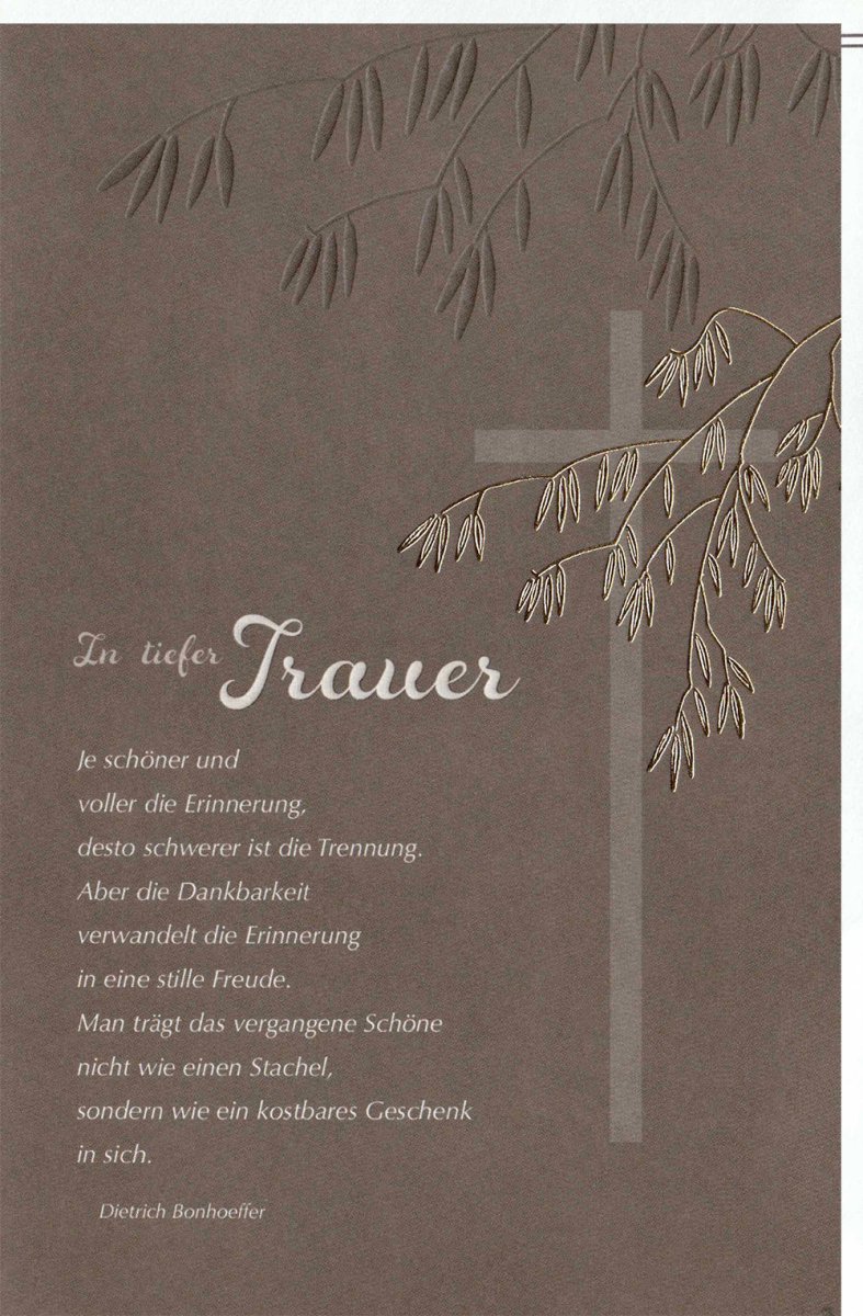 Trauerkarte zur Anteilnahme - Stilvolle Beileid Doppelkarte mit Bonhoeffer Trauerspruch, Schlichter Trost beim Abschied & Gedenken
