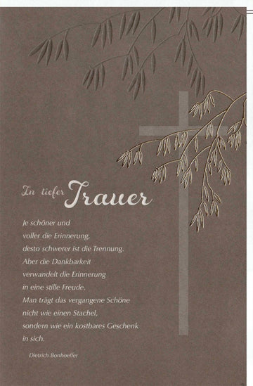 Trauerkarte zur Anteilnahme - Stilvolle Beileid Doppelkarte mit Bonhoeffer Trauerspruch, Schlichter Trost beim Abschied & Gedenken