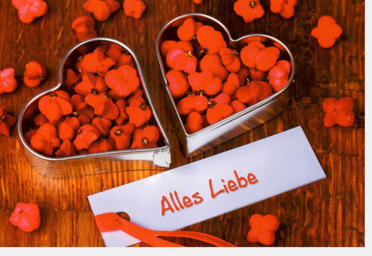 Valentinstag & Hochzeit Doppelkarte - Romantische Grußkarte mit Herzen und Blumen, Rote Liebe & Glückwunsch Dekoration, "Alles Liebe" Spruch für Geburtstag, Anniversary & Feier