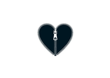 Valentinstag Liebe Postkarte mit Herz & Reißverschluss Design - Schwarz Weiß Romantische Geschenkkarte für Paare, Minimalistische Deko Illustration