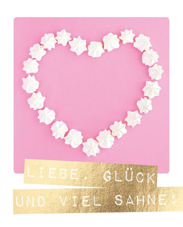 Valentinstags - Postkarte mit Liebesspruch - Rosa & Goldene Schrift, Herz & Sternchen Design, Glücksbringer Geschenk für Freundschaft und Liebe