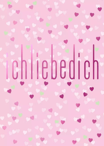 Valentinstagskarte für Paare - Romantische Liebe Postkarte mit Herzen in Rosa, "Ich liebe Dich" - Geschenk der Zuneigung