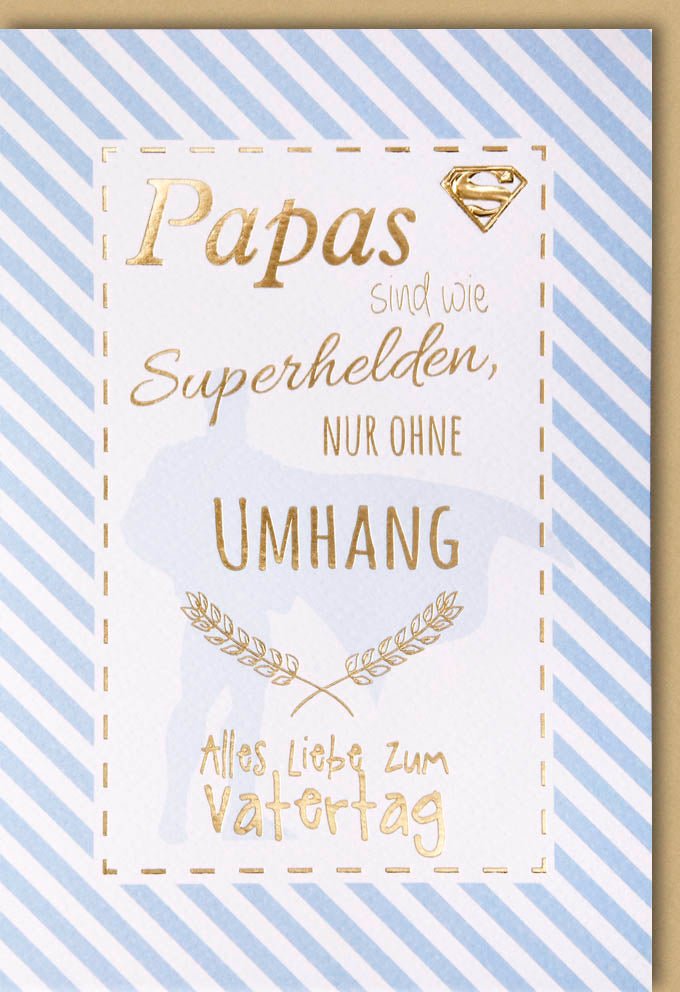 Vatertags - Doppelkarte: Superhelden Papa mit Umhang - Liebevoller Vatertagsgruß voller Dankbarkeit & Anerkennung