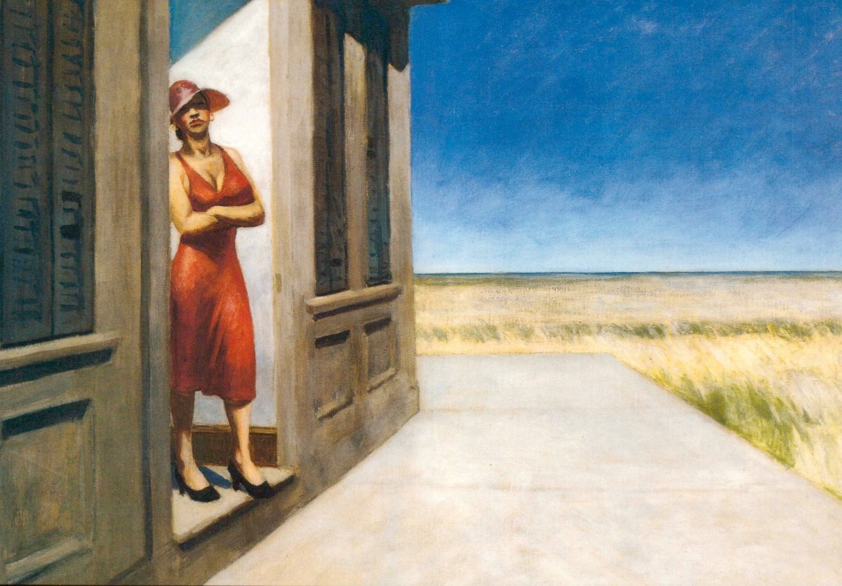 Vintage Edward Hopper Postkarte – Südstaaten Landschaft im Realismus - Stil, Amerikanische Kunst des 20. Jahrhunderts, Sammlerstück für Kunstliebhaber, Ideal als Geschenk oder Dekoration, Künstlerpostkarte im Retro - Look