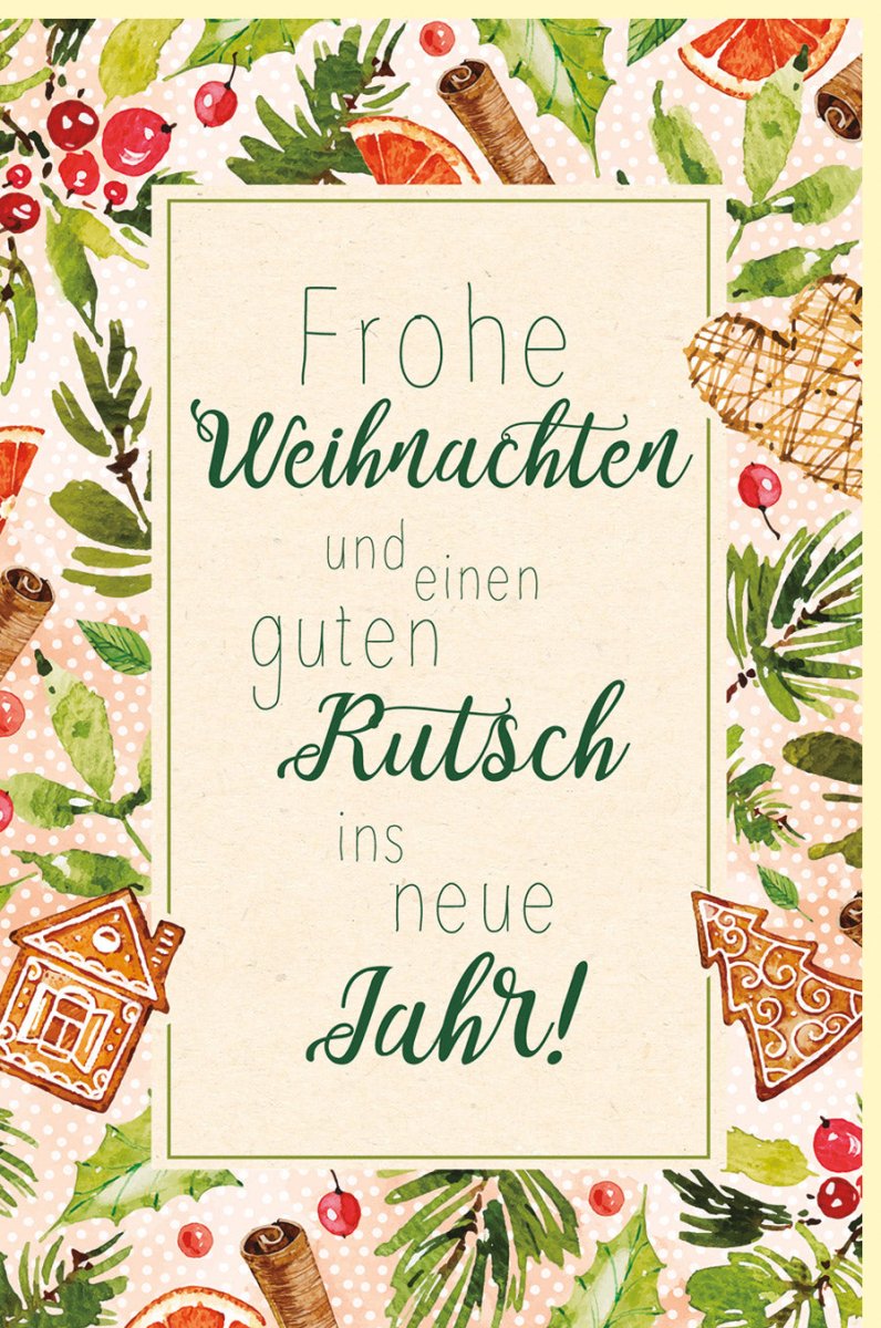 Weihnachtsgrußkarte aus Zuckerrohrpapier: Traditionelle Festtagswünsche für Familie & Freunde, Umweltfreundlich, Recycling, Naturbelassen, Grüne & Rote Weihnachtsdekoration, Frohe Weihnachten & Guten Rutsch