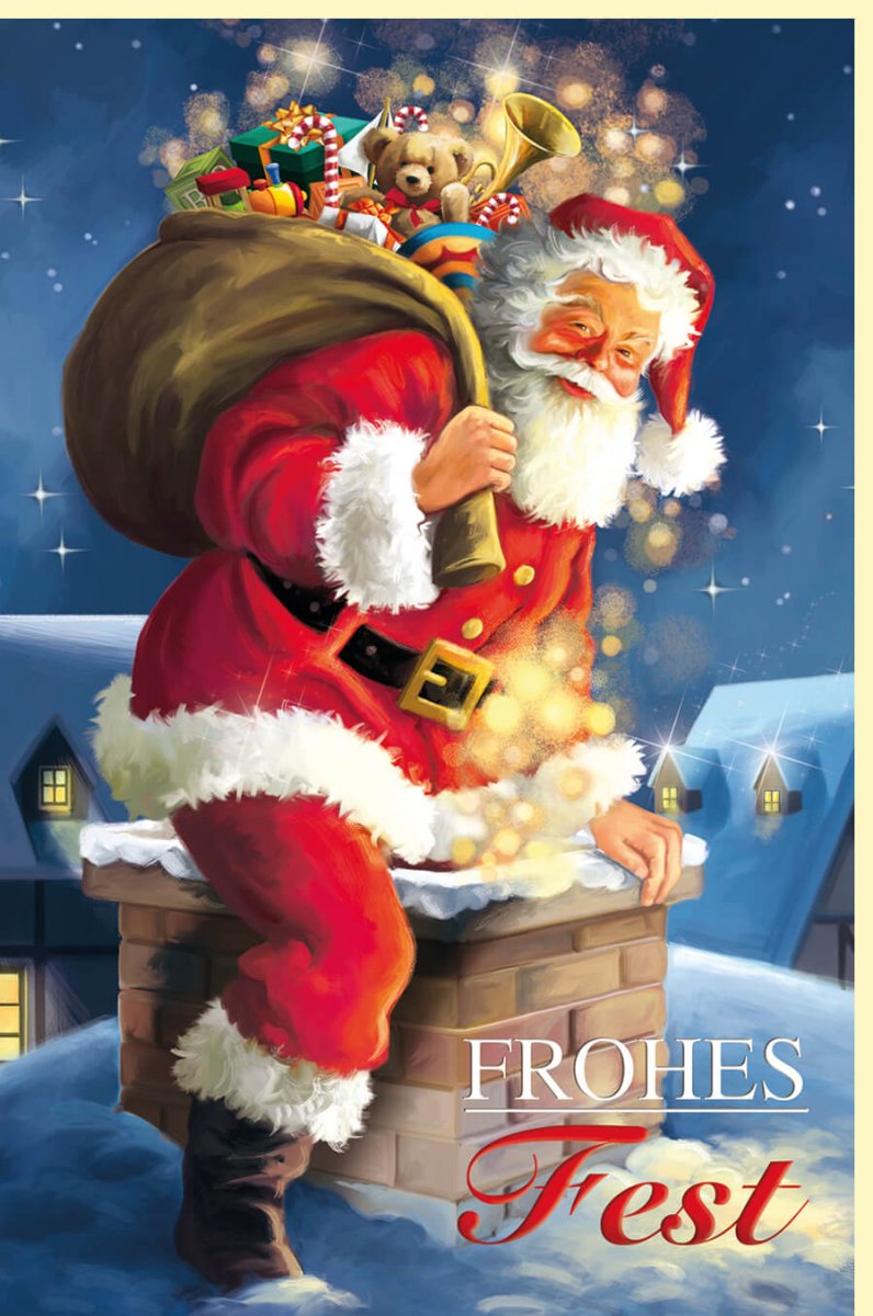 Weihnachtskarte Doppelkarte mit Nikolaus - Motiv – Festliche Grüße für Familie und Freunde, Traditionelle Feiertagskarte mit Schnee - Design, Besinnliche Jubiläums - & Glückwunschkarte für Frohes Fest