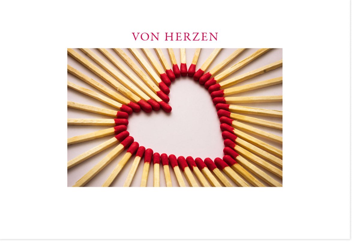 Weihnachtskarte mit Herz & Streichhölzern – Liebevolle Weihnachtsgrüße, Festliche Zuneigung, Besinnliche Wärme – Originelle Doppelkarte für die Feiertage, Kreative Christmas Card mit echten Matches