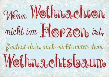Weihnachtskarte mit Herzen & Baum - Festliche Rote & Weiße Schneeflocken, Besinnlicher Spruch, Traditionelle Liebe & Wärme für Frohe Feiertage