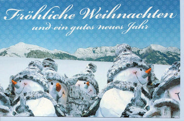 Weihnachtskarte Schneemänner querformat