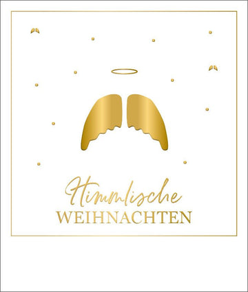 Weihnachtspostkarte Engelsflügel Himmlisch Goldfolie