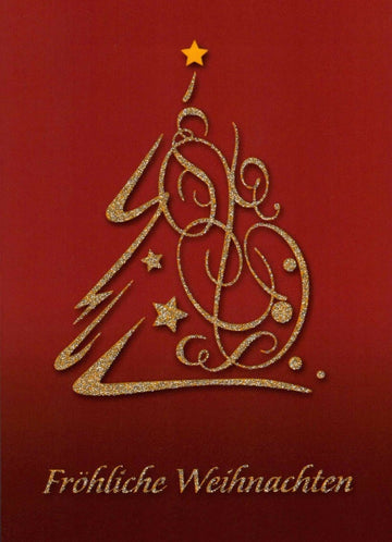 Weihnachtspostkarte Fröhliche Weihnachten lackiert und mit Silberglimmer