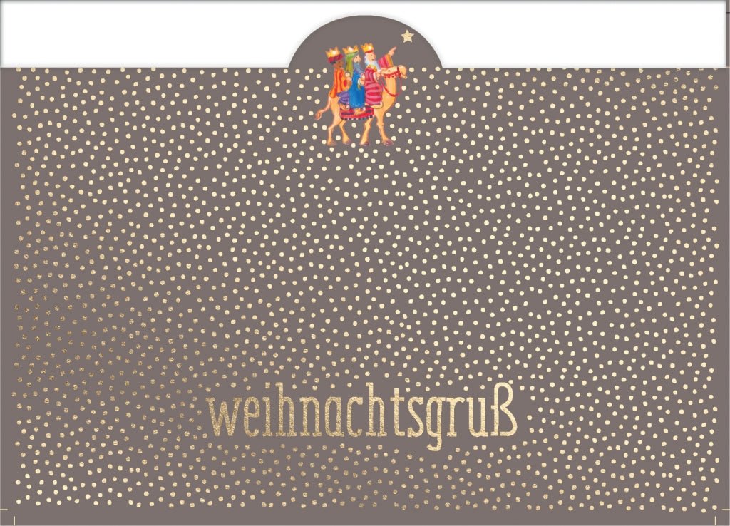 Weihnachtspostkarte Goldfolie Heilige 3 Könige Weihnachtsgruß