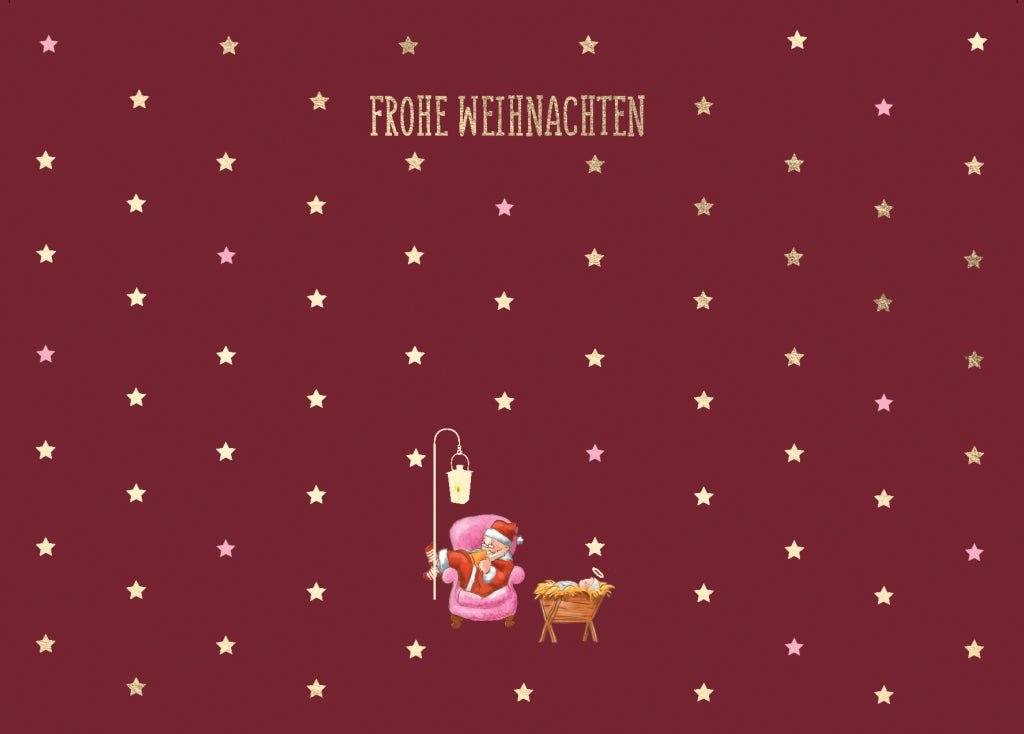 Weihnachtspostkarte Goldfolie Sessel m. W - mann - Frohe Weihnachten
