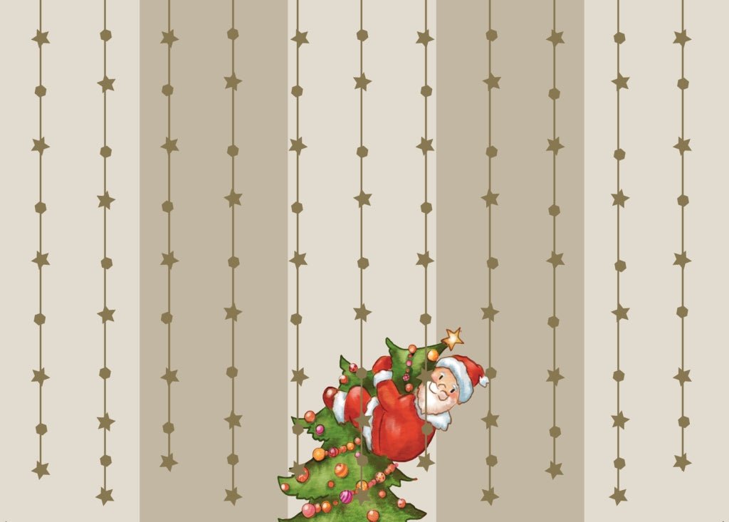 Weihnachtspostkarte Goldfolie W - mann an Weihnachtsbaum