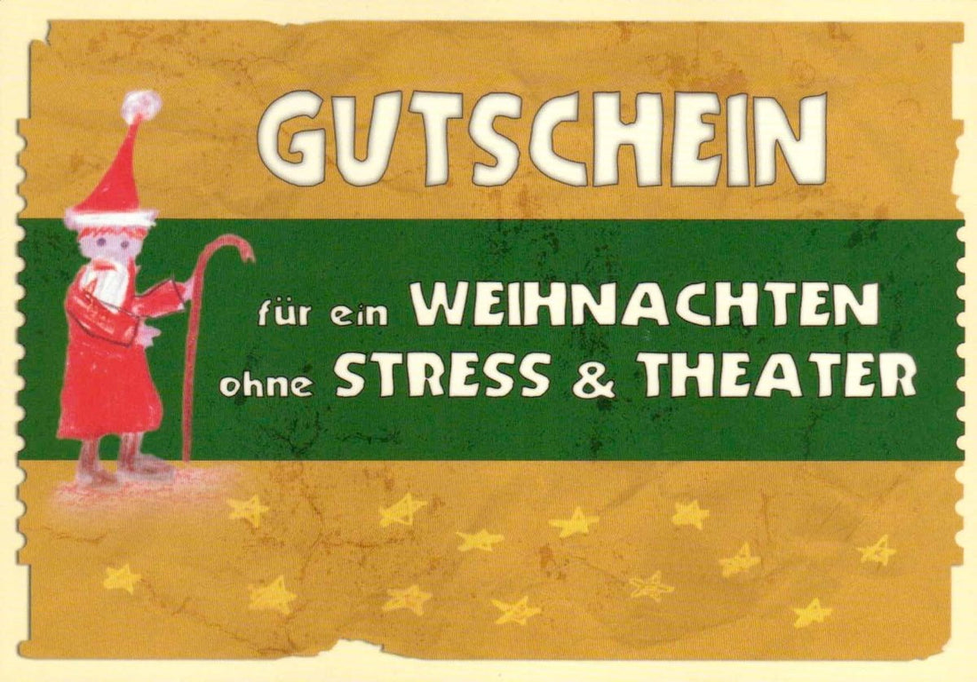Weihnachtspostkarte: Gutschein für ein Weihnachten ohne Stress und Theater