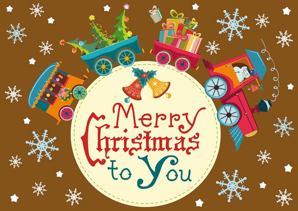 Weihnachtspostkarte Lokomotive: Merry Christmas to YOU