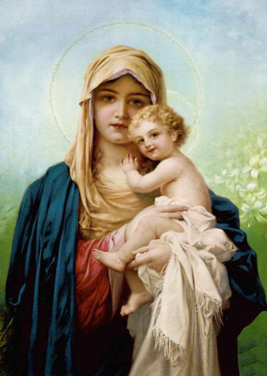 Weihnachtspostkarte ohne Text Mother and Child