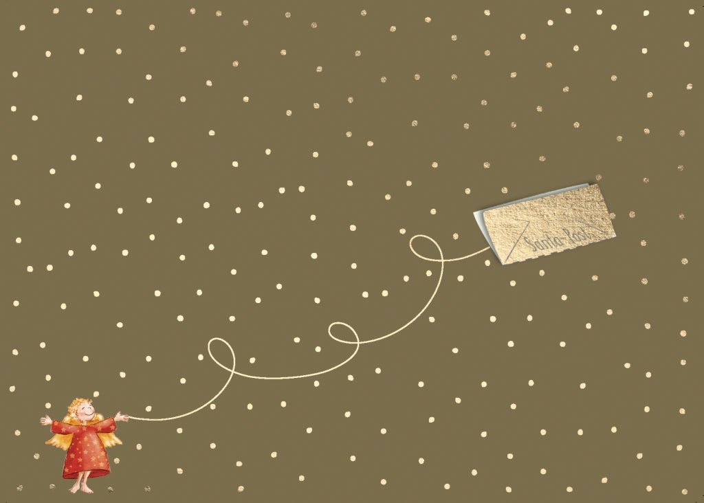 Weihnachtspostkarte Santa Post - Engel mit Umschlag