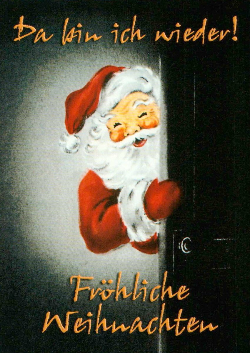 Weihnachtspostkarte Spruch Da bin ich wieder