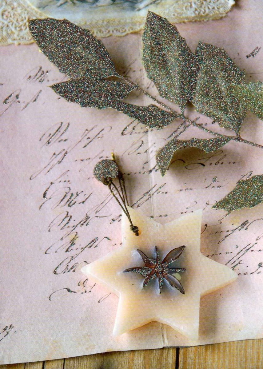 Weihnachtspostkarte Zettel Herz aus Wachs