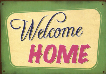 Willkommens - Postkarte "Welcome Home" - Vintage Retro zur Heimkehr, Dekorative Begrüßungskarte für Ankunft & Wiedersehen Geschenk