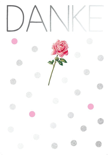 Danksagungs-Postkarte mit Rose & Blumenmuster - Humorvoll, Schlicht in Rosa/Grau, Elegantes Minimalistisches Design von Cityproducts