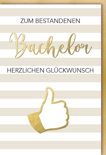 Bachelor Gratulationskarte - Glückwunschkarte zum Studienabschluss, Prüfungserfolg & Akademische Feier, Daumen hoch Design