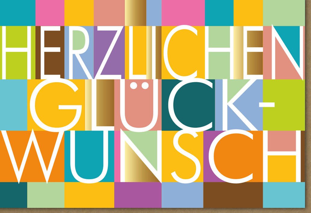 Business Glückwunschkarte "Bunte Felder" - Stilvolle Grußkarte für Anlässe & Feiern, Professionelle Gratulation mit Herzlichen Glückwunsch