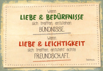 Freundschafts-Postkarte mit Liebe & Zusammenhalt Zitat, Vintage Herzlichkeit Design – Emotionale Textbotschaft für besondere Verbindungen