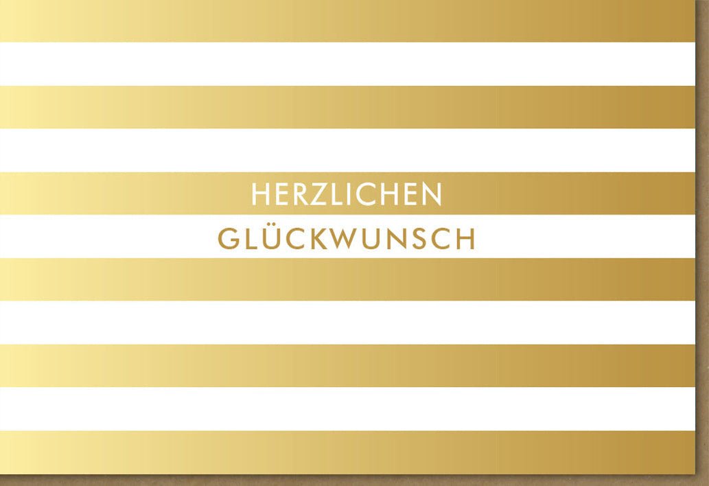 Business Glückwunschkarte für Geschäftspartner und Mitarbeiter - Professionelle Gratulationskarte zum Jubiläum oder Beförderung, Schlichtes Streifen-Design in Gold & Weiß, Elegante Doppelkarte für Unternehmen und Geschäftsleute